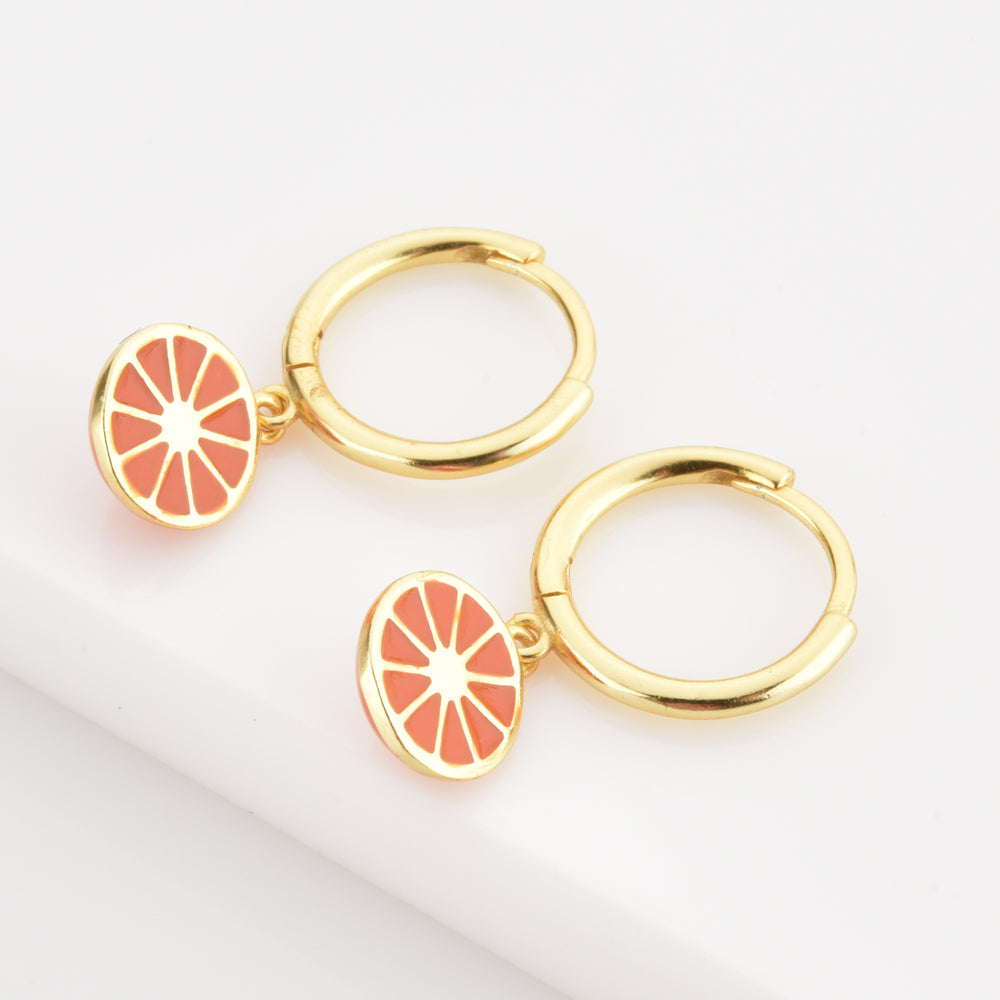 925 Sterling Silver Orange Drop Earrings – Gold Finish