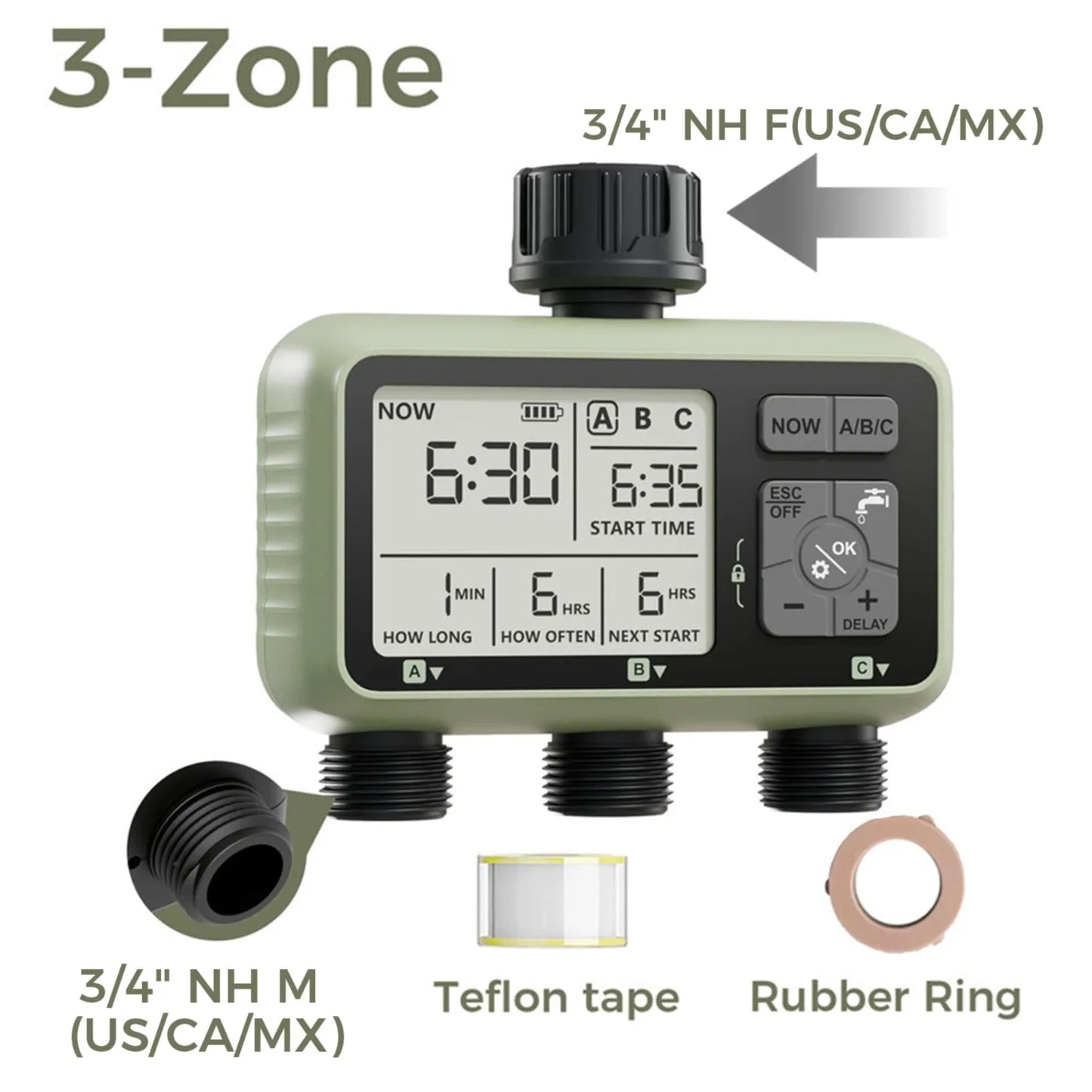 Diivoo 4-Zone Smart Water Timer – Programmable Automatic Irrigation Controller