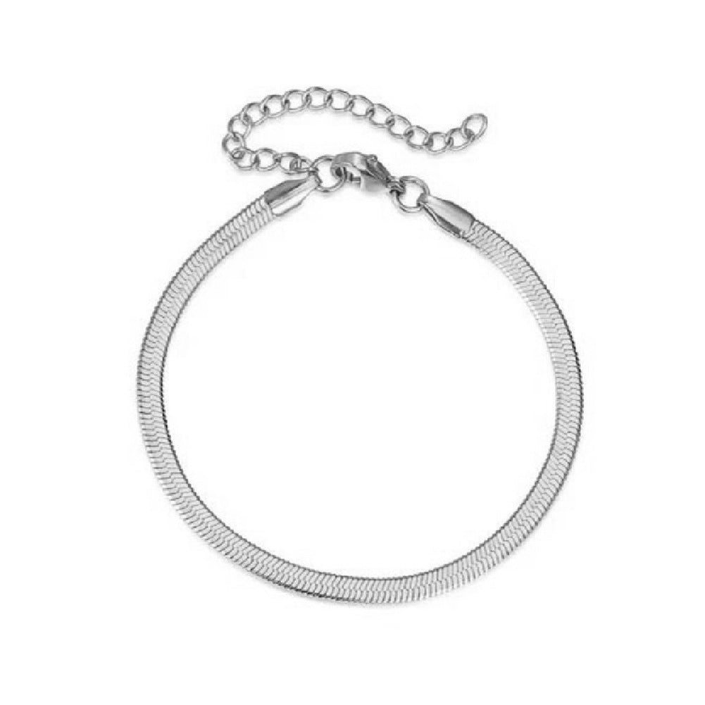 Stainless Steel Snake Chain Necklace – Minimalist Flat Design