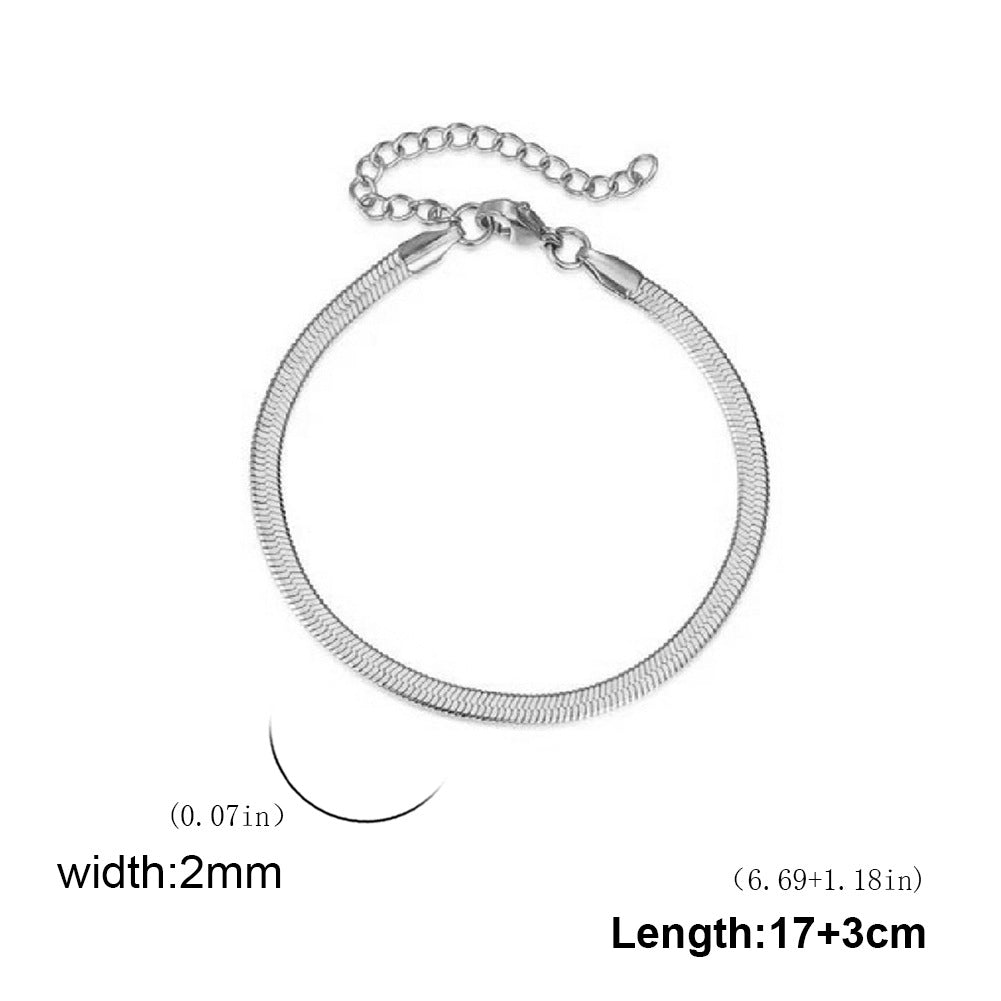 Stainless Steel Snake Chain Necklace – Minimalist Flat Design