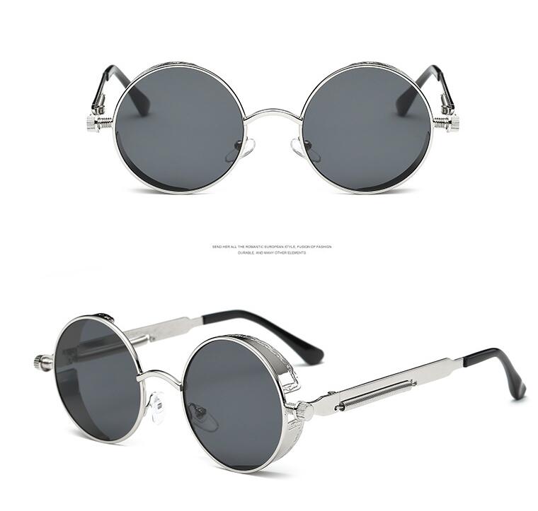 Steampunk Round Metal Sunglasses UV400 – Unisex Vintage Style