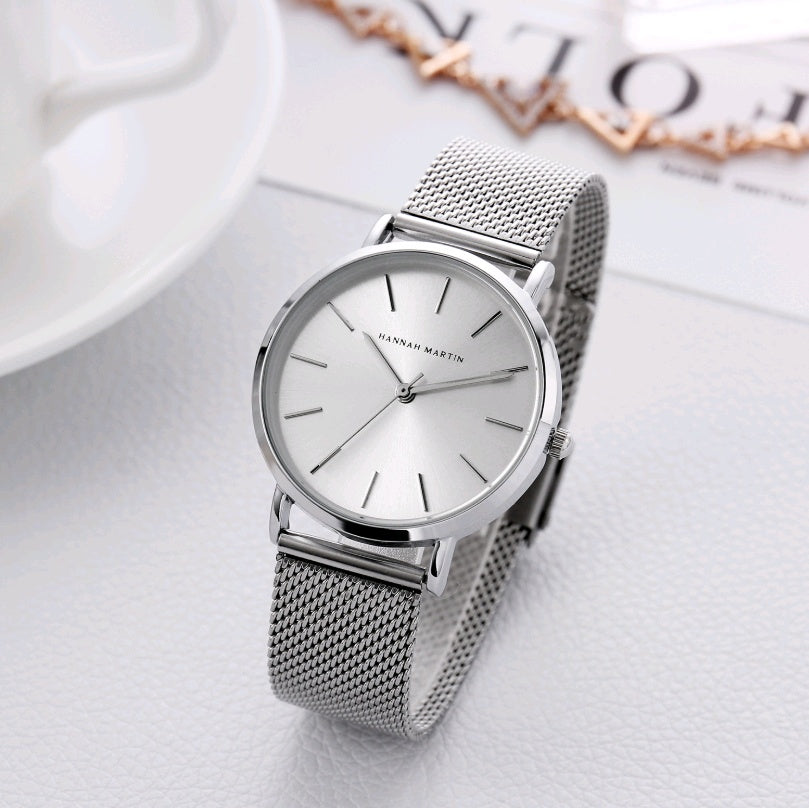 Rose Gold Minimalist Mesh Watch – Waterproof Women’s Quartz