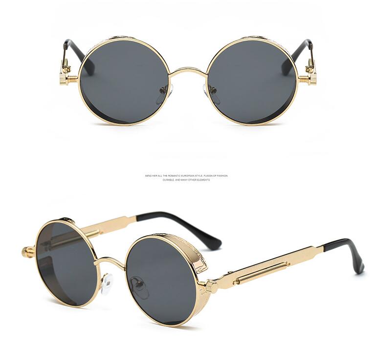 Steampunk Round Metal Sunglasses UV400 – Unisex Vintage Style