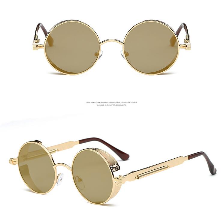 Steampunk Round Metal Sunglasses UV400 – Unisex Vintage Style