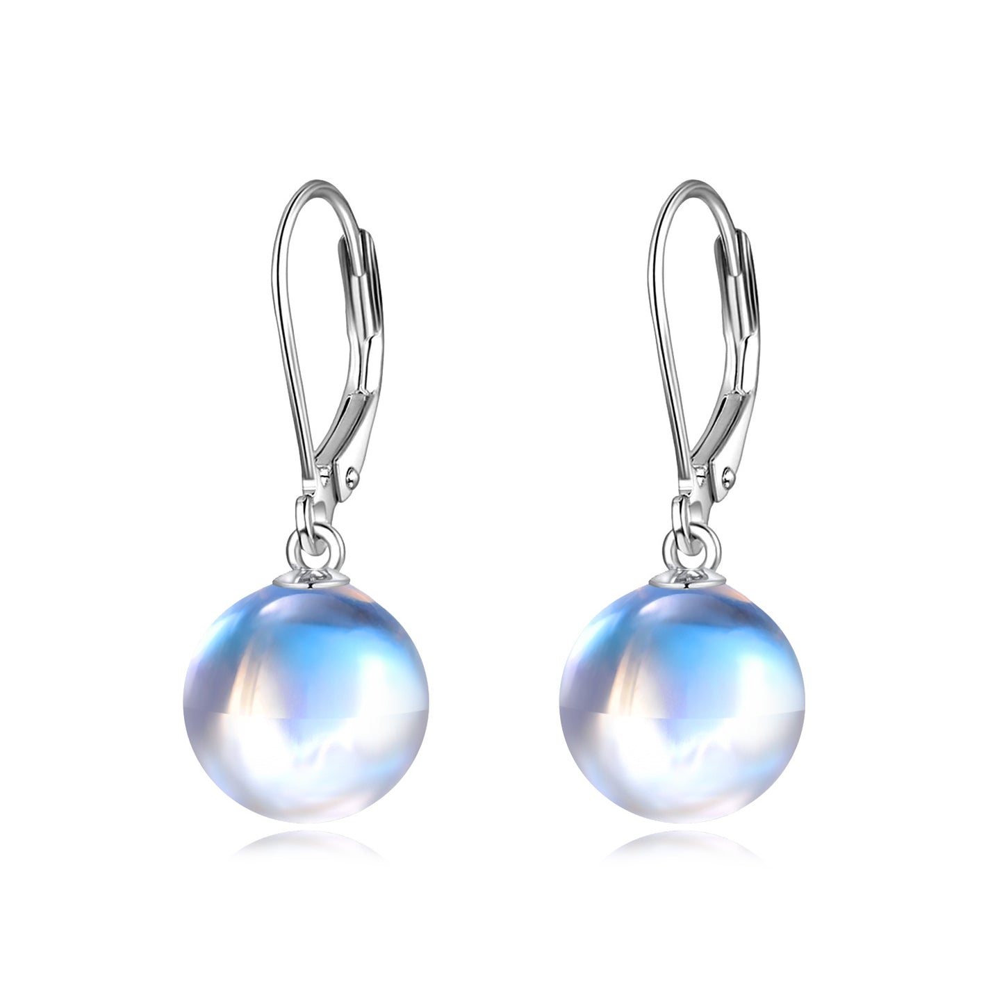 925 Sterling Silver Moonstone Drop Earrings – Leverback Design