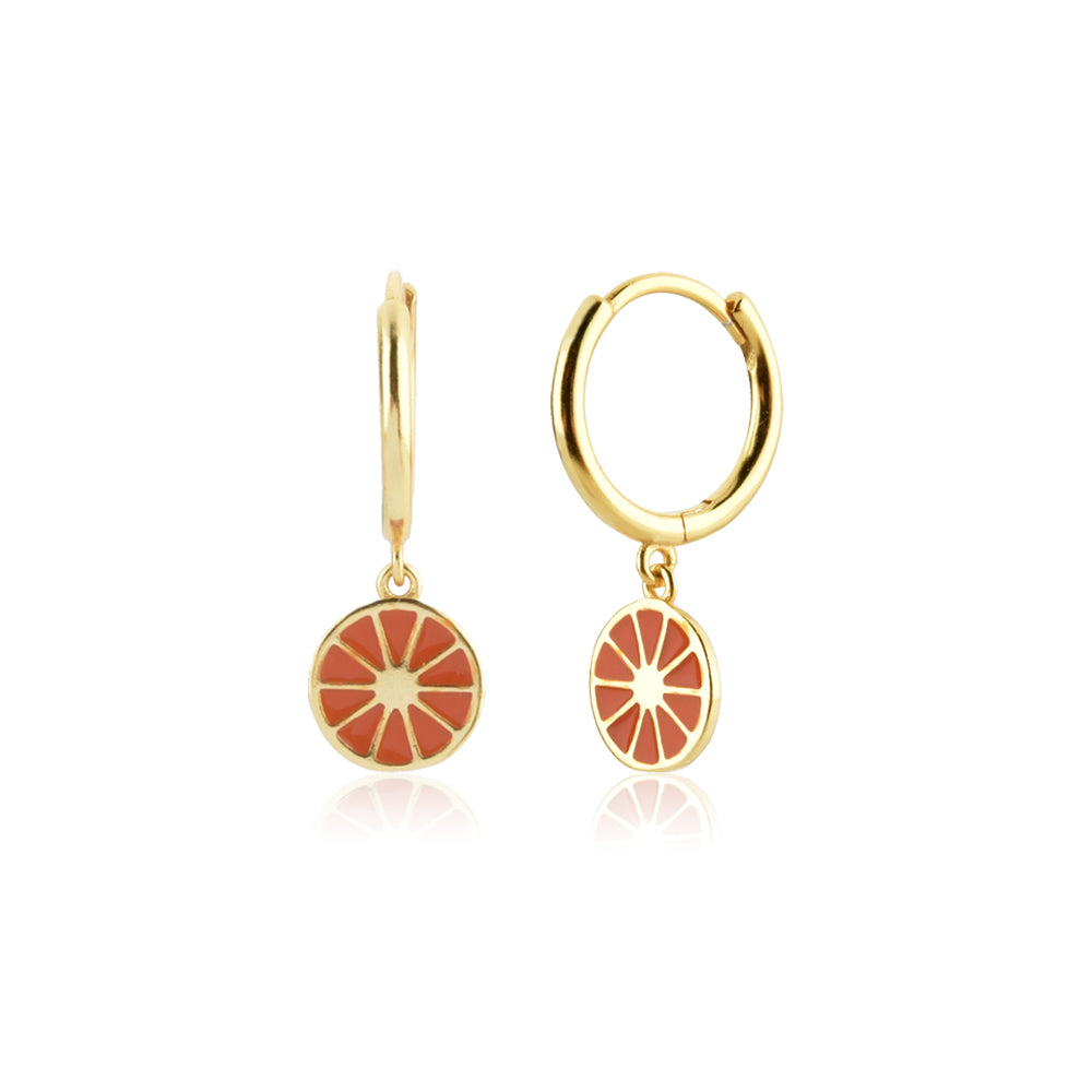 925 Sterling Silver Orange Drop Earrings – Gold Finish