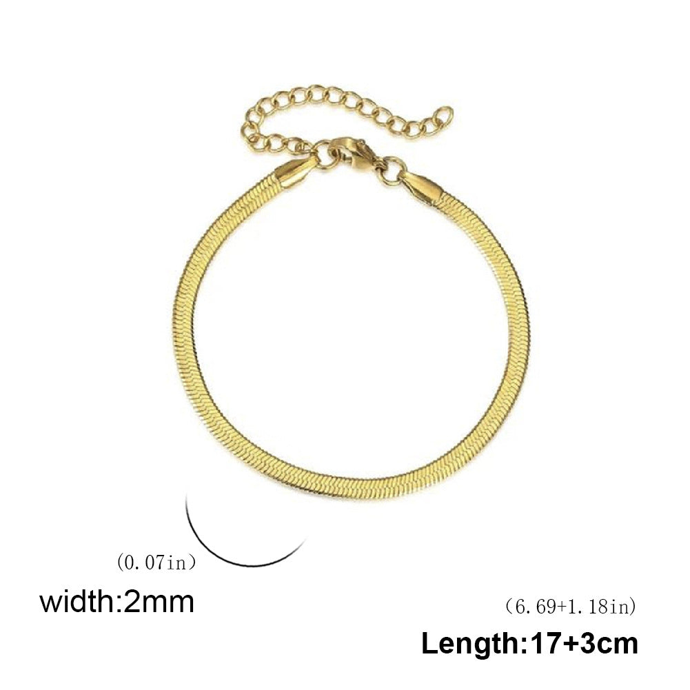 Stainless Steel Snake Chain Necklace – Minimalist Flat Design