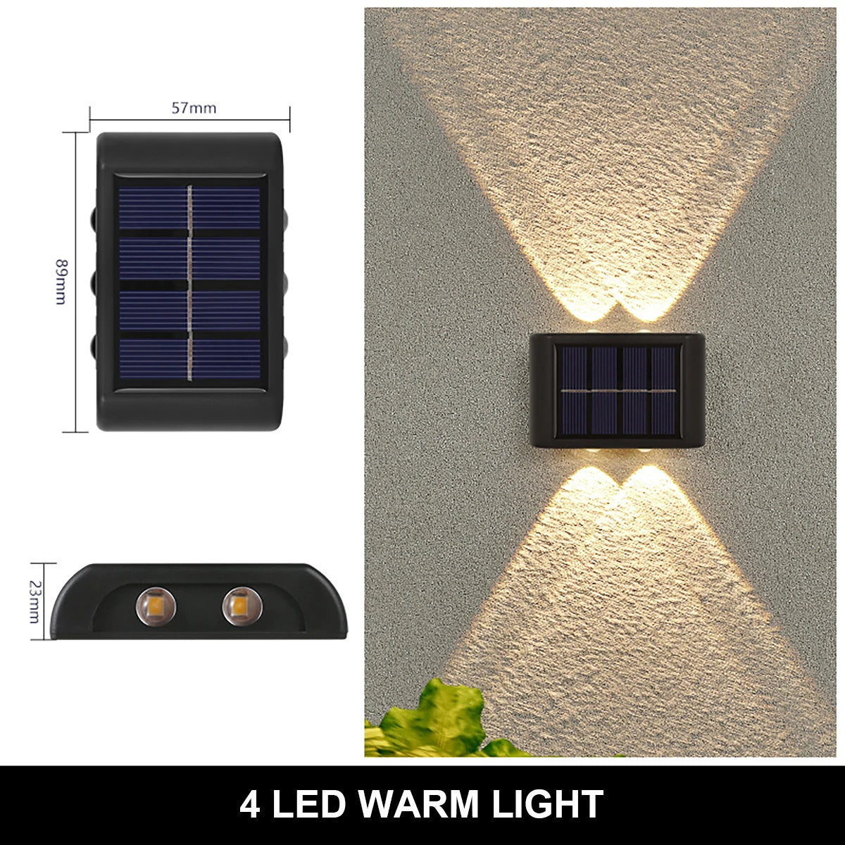 10/8/6/4LED Solar Wall Lamp Outdoor Waterproof Up and Down Luminous Lighting for Garden Fence Decoration Sunlight Light