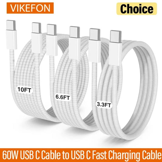VIKEFON 60W USB-C to USB-C Fast Charging Cable (PD, 1m)