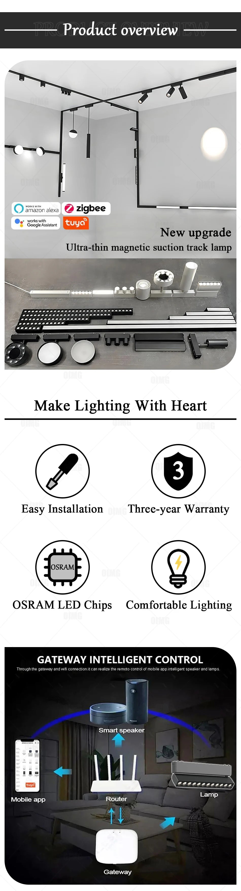 48V Magnetic Track Light System – Ultra Thin 6mm – Tuya Smart Dimming