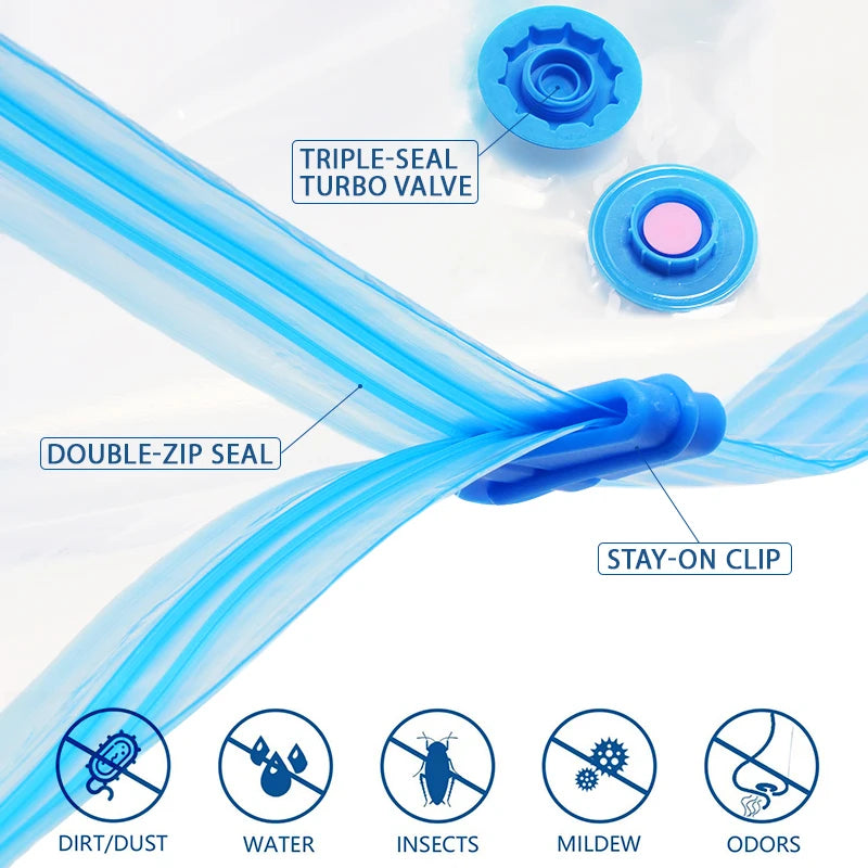 5-Pack Vacuum Storage Bags – Space Saving Bags for Clothes, Bedding & Comforters