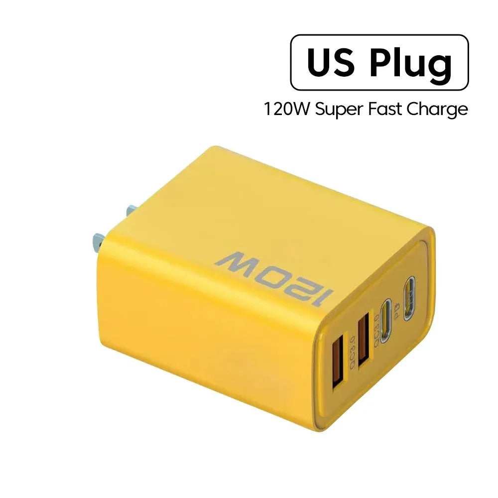 4-Port USB-C PD Fast Charger (120W) – Quick Charge 3.0 for Phones & Tablets