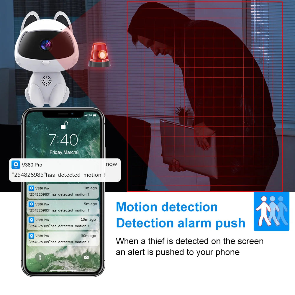 Smart Indoor WiFi Camera for Baby & Pets – Two-Way Audio & Motion Tracking