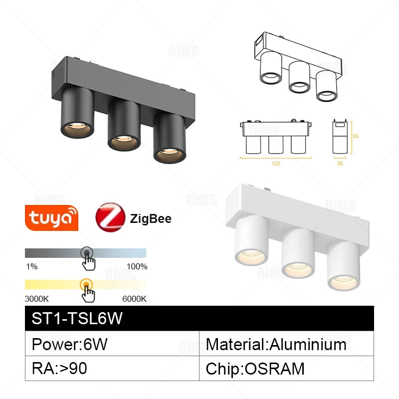 48V Magnetic Track Light System – Ultra Thin 6mm – Tuya Smart Dimming