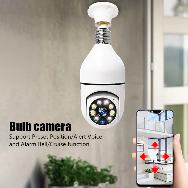 5G WiFi E27 Security Camera Bulb – 2MP Night Vision with Motion Tracking