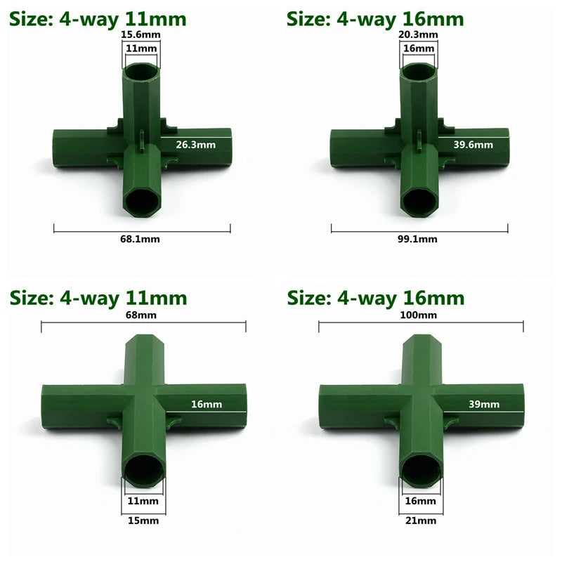 Modular Garden Frame Connectors – Greenhouse & Plant Support Joints (8–20mm)