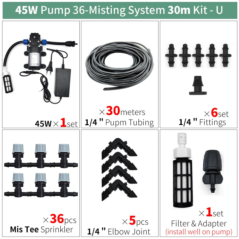 Greenhouse 5M-50M DIY Drip Irrigation System Automatic Watering Garden Hose Micro Drip Watering Kits with Adjustable Drippers