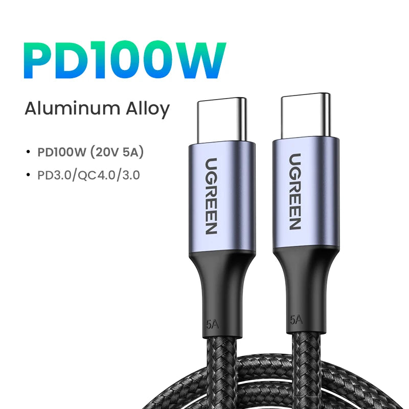 UGREEN 100W USB-C to USB-C Fast Charging Cable (PD 5A, E-Marker)MacBook iPhone17 16 iPad Samsung