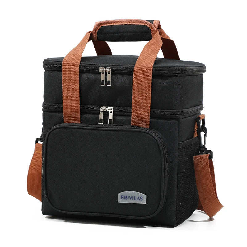 Large Capacity Thermal Lunch Bag – Double Layer Insulated Crossbody (4-Person Capacity)