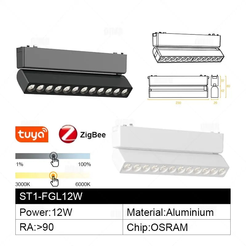 48V Magnetic Track Light System – Ultra Thin 6mm – Tuya Smart Dimming