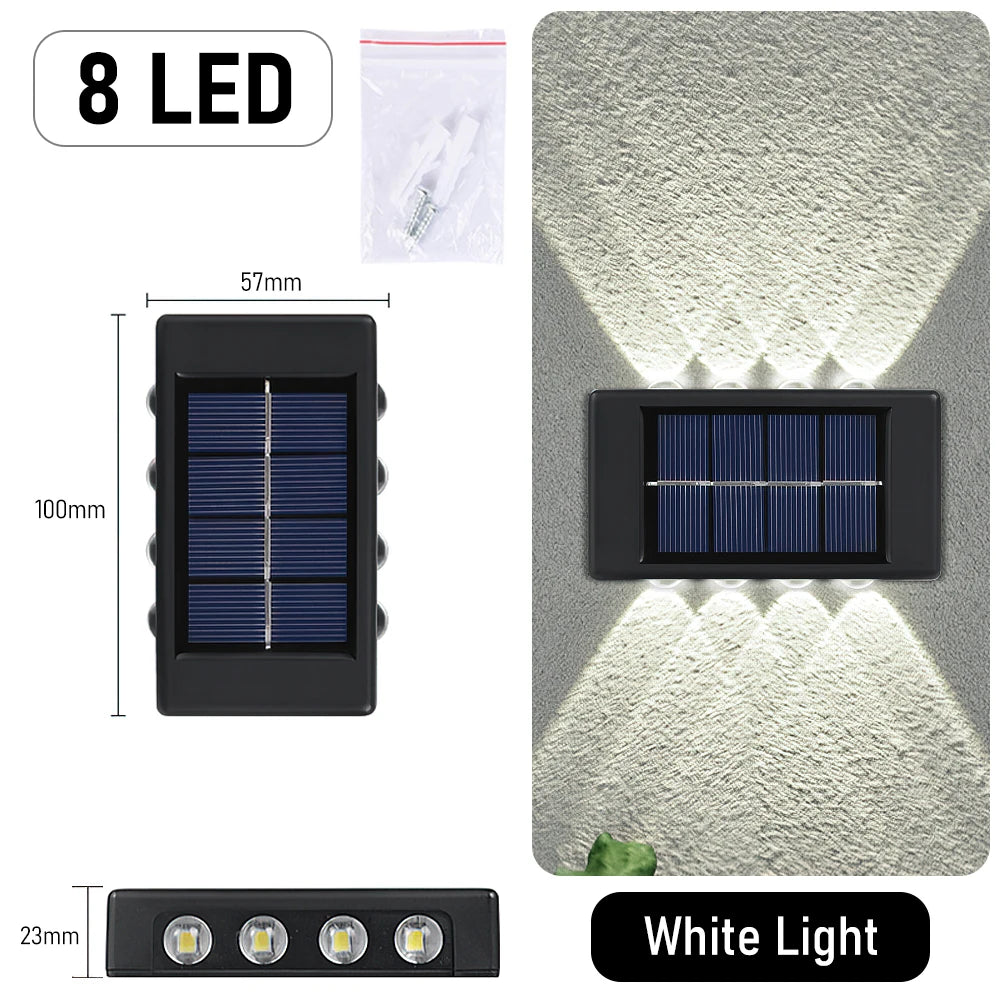 10/8/6/4LED Solar Wall Lamp Outdoor Waterproof Up and Down Luminous Lighting for Garden Fence Decoration Sunlight Light