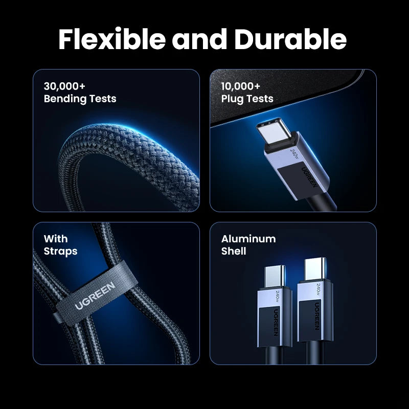 UGREEN 240W USB-C Fast Charging Cable (PD 3.1, 5A) – Laptop & Smartphone