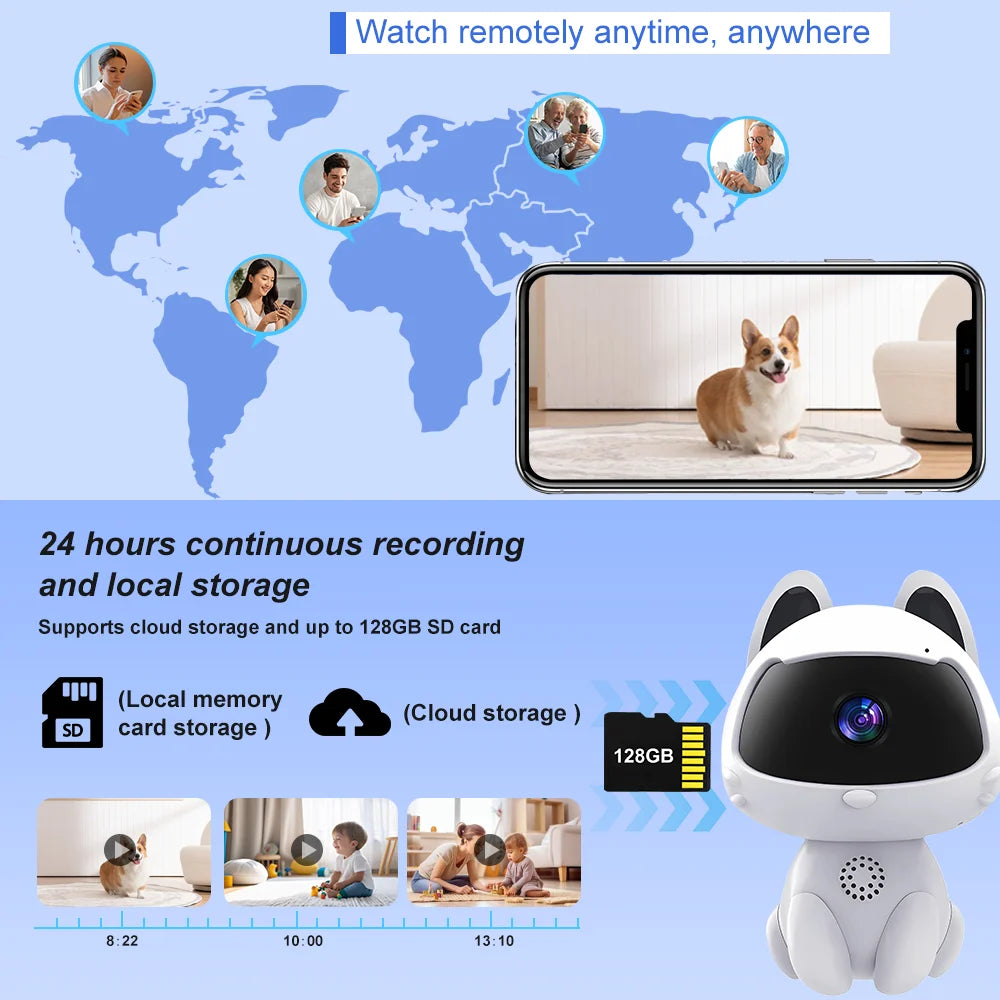 Smart Indoor WiFi Camera for Baby & Pets – Two-Way Audio & Motion Tracking