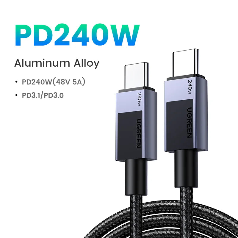 UGREEN 240W USB-C Fast Charging Cable (PD 3.1, 5A) – Laptop & Smartphone