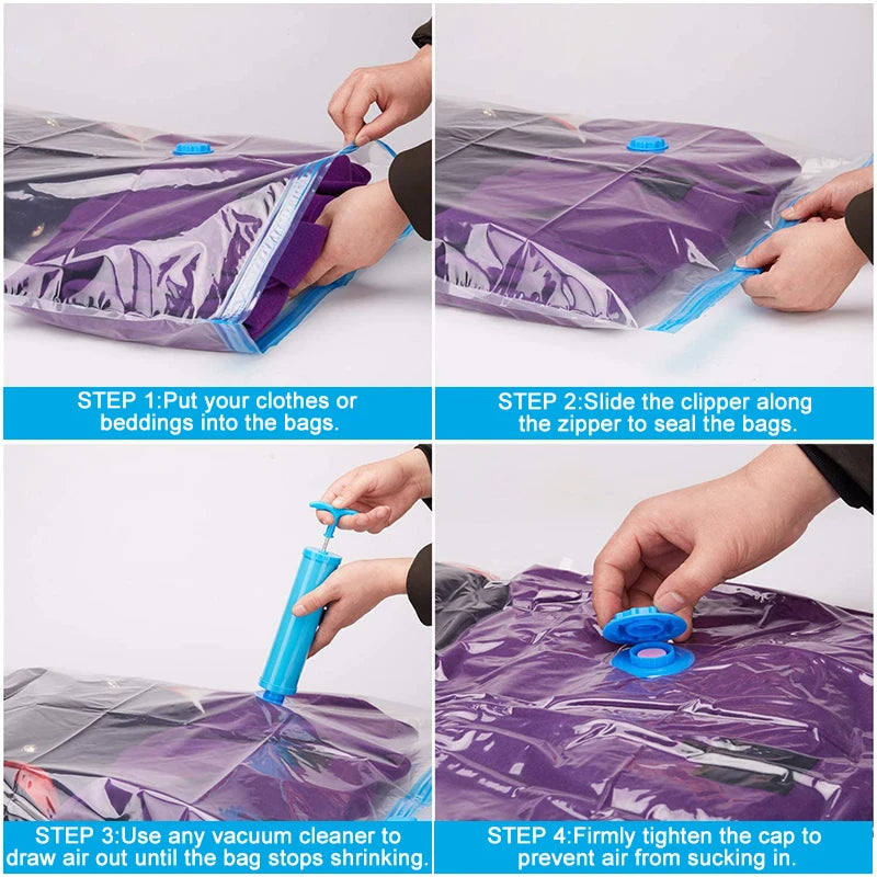 5-Pack Vacuum Storage Bags – Space Saving Bags for Clothes, Bedding & Comforters
