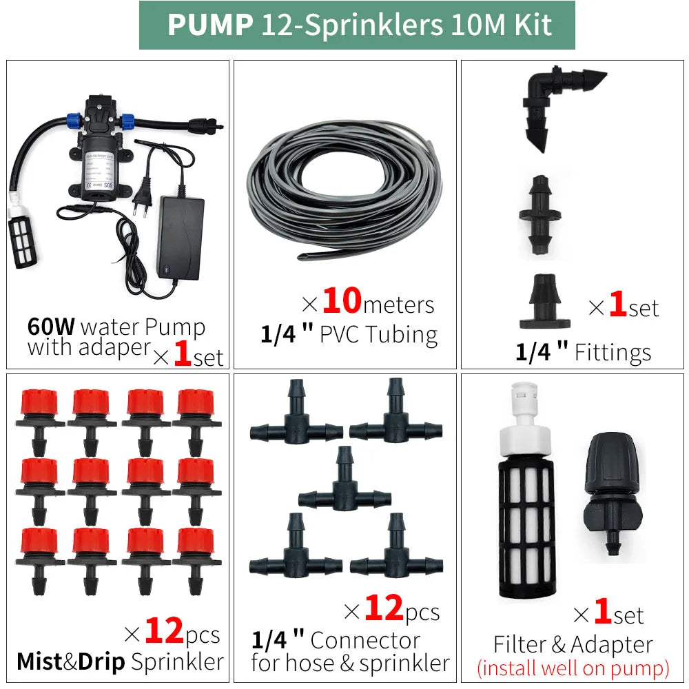 Greenhouse 5M-50M DIY Drip Irrigation System Automatic Watering Garden Hose Micro Drip Watering Kits with Adjustable Drippers