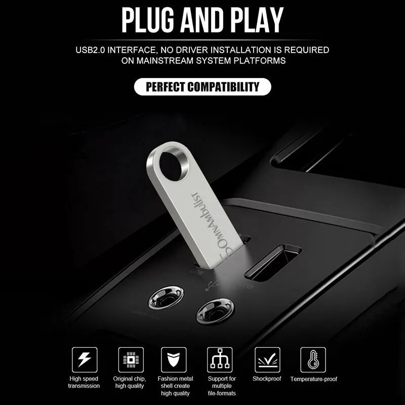 USB Flash Drive Metal – High-Speed Portable Storage (16GB–128GB)