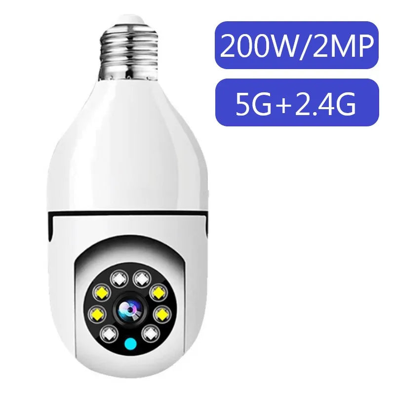 5G WiFi E27 Security Camera Bulb – 2MP Night Vision with Motion Tracking