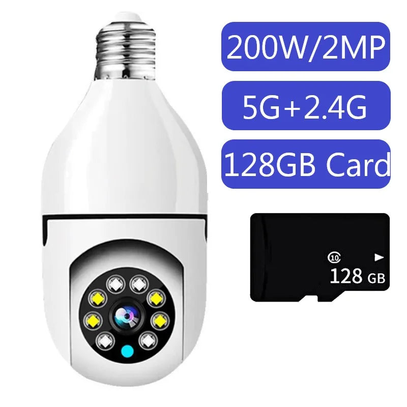 5G WiFi E27 Security Camera Bulb – 2MP Night Vision with Motion Tracking