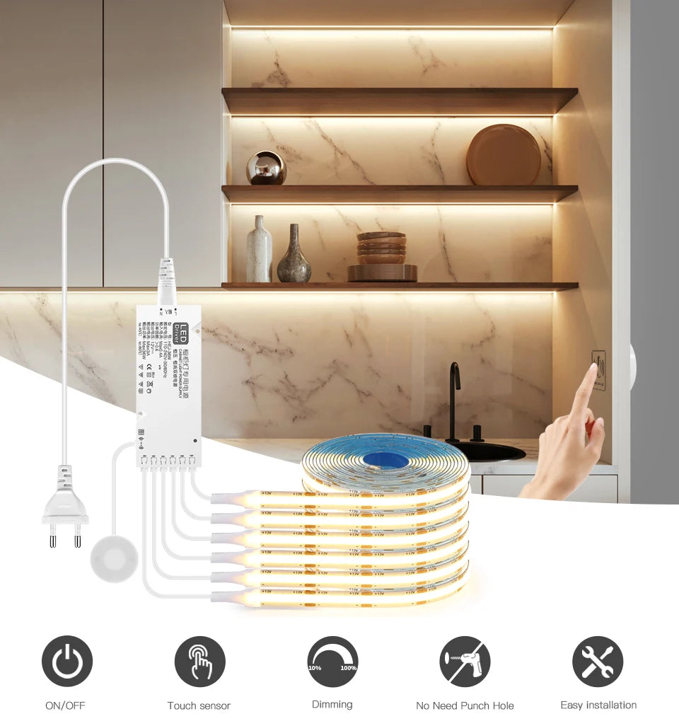 Invisible Touch LED Strip Light – 12V Smart Motion Sensor