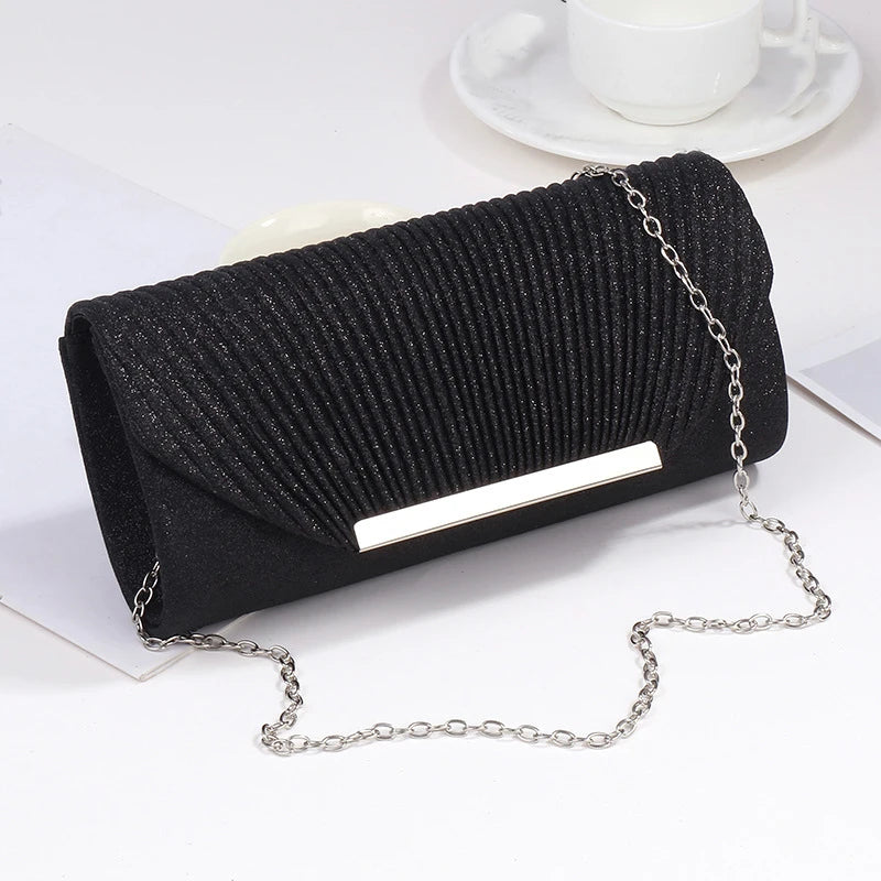 Elegant Evening Clutch Bag with Chain – Wedding & Party Handbag