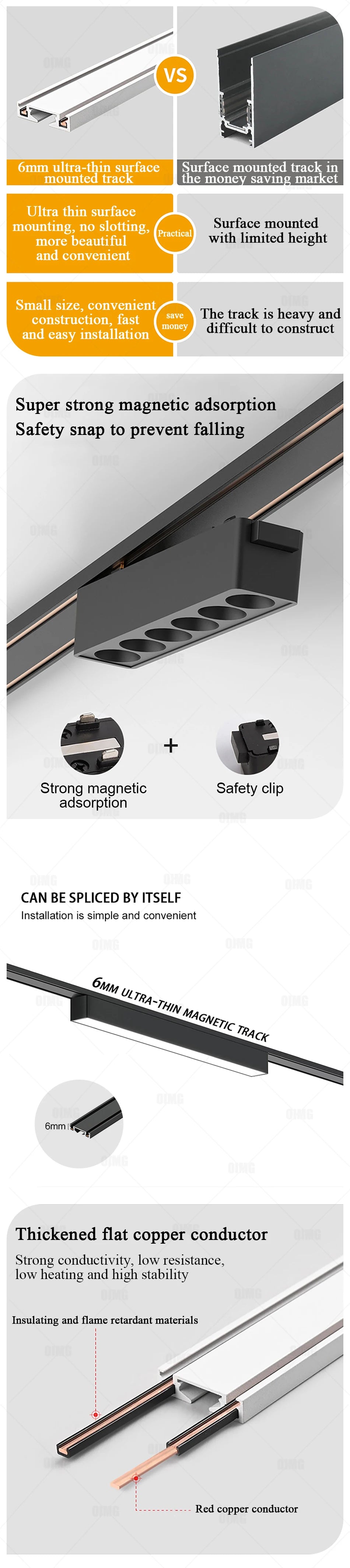 48V Magnetic Track Light System – Ultra Thin 6mm – Tuya Smart Dimming