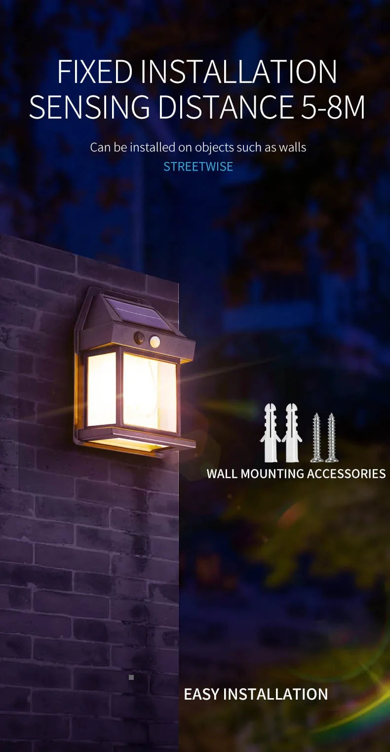 Solar Wall Lantern – Waterproof LED Outdoor Garden Light