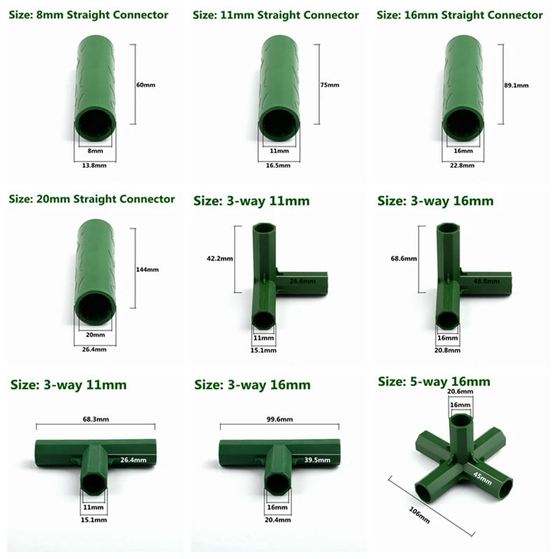 Modular Garden Frame Connectors – Greenhouse & Plant Support Joints (8–20mm)