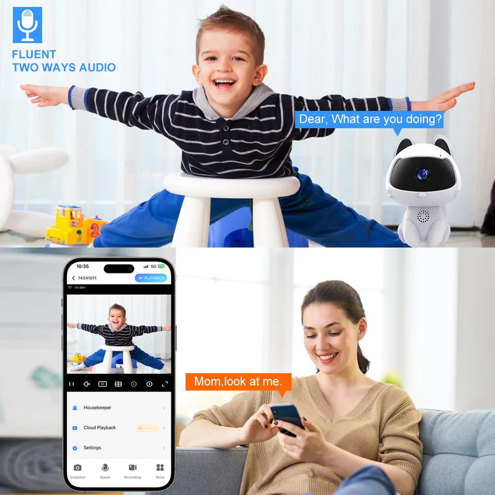Smart Indoor WiFi Camera for Baby & Pets – Two-Way Audio & Motion Tracking