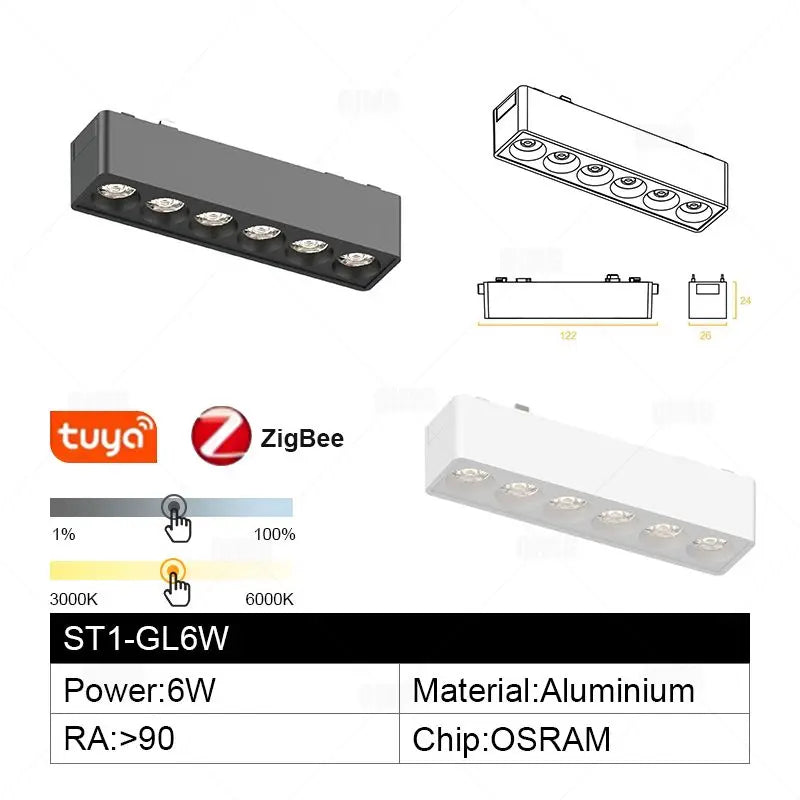 48V Magnetic Track Light System – Ultra Thin 6mm – Tuya Smart Dimming