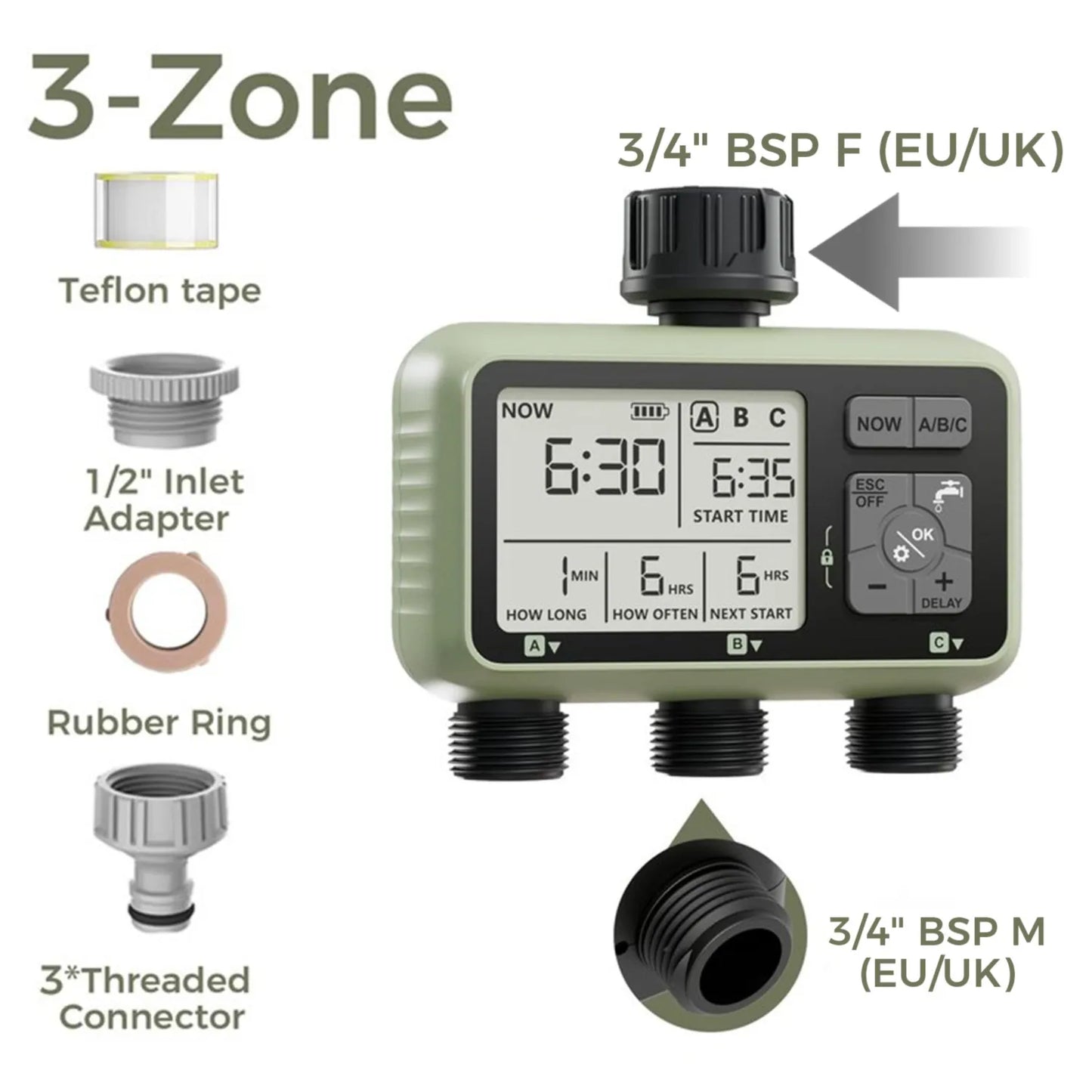 Diivoo 4-Zone Smart Water Timer – Programmable Automatic Irrigation Controller