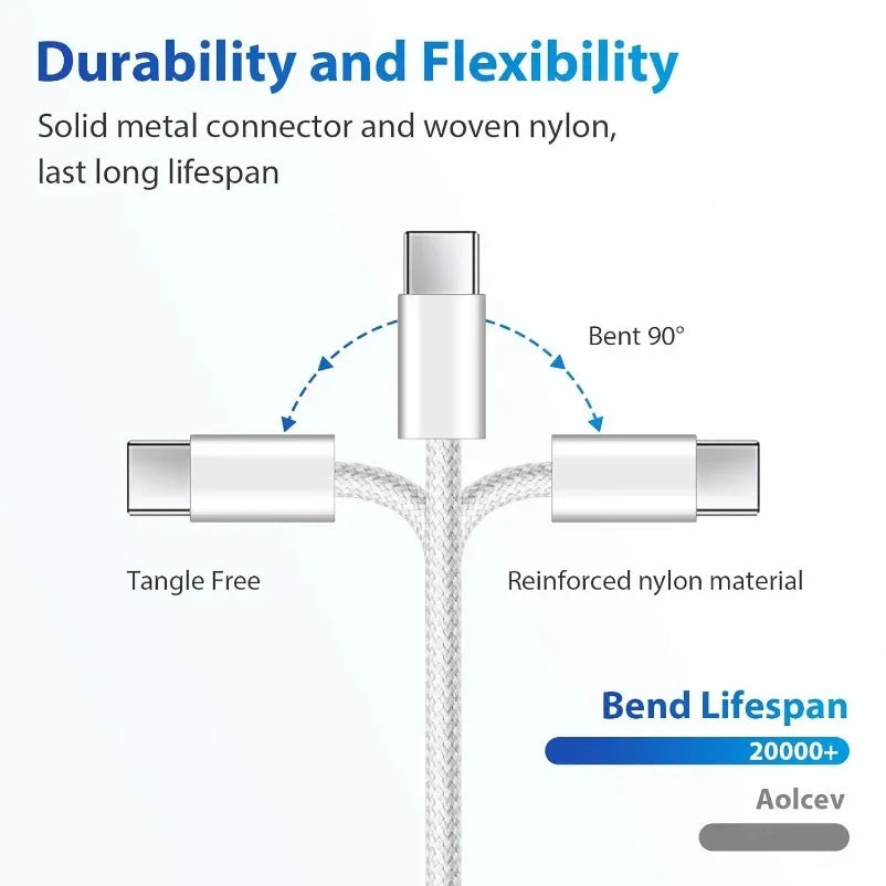 VIKEFON 60W USB-C to USB-C Fast Charging Cable (PD, 1m)