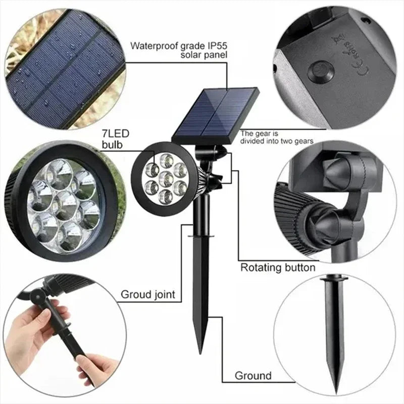 Solar LED Garden Spotlight – Adjustable IP65 Waterproof Landscape Light