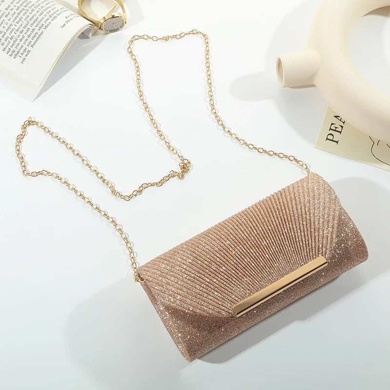 Elegant Evening Clutch Bag with Chain – Wedding & Party Handbag