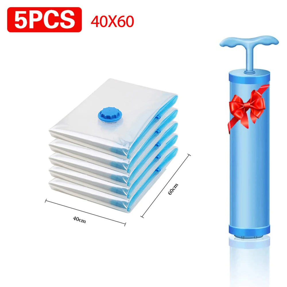 5-Pack Vacuum Storage Bags – Space Saving Bags for Clothes, Bedding & Comforters