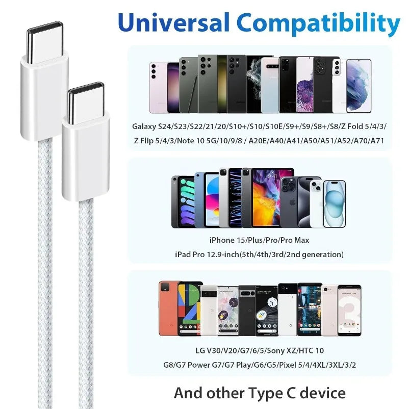 VIKEFON 60W USB-C to USB-C Fast Charging Cable (PD, 1m)