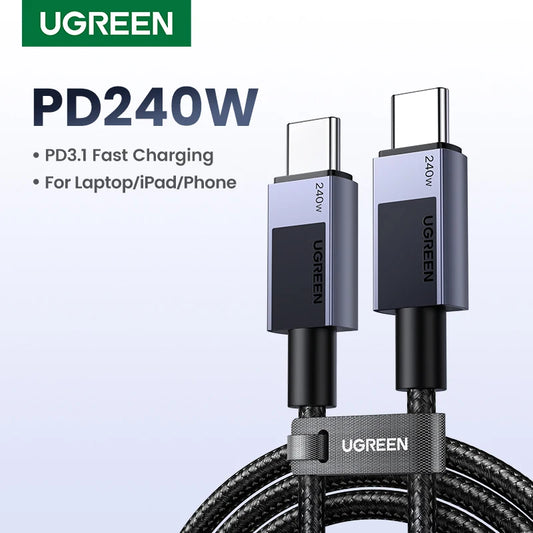 UGREEN 240W USB-C Fast Charging Cable (PD 3.1, 5A) – Laptop & Smartphone