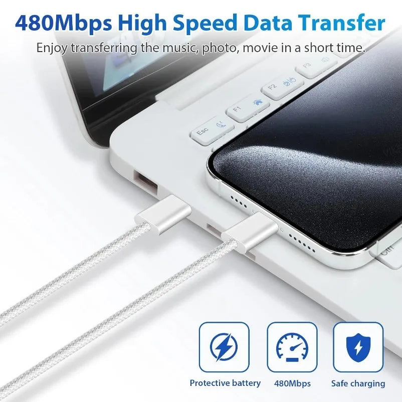 VIKEFON 60W USB-C to USB-C Fast Charging Cable (PD, 1m)