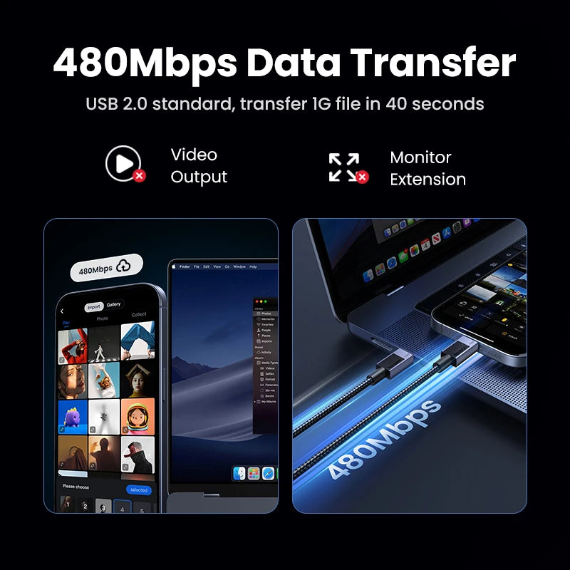 UGREEN 240W USB-C Fast Charging Cable (PD 3.1, 5A) – Laptop & Smartphone