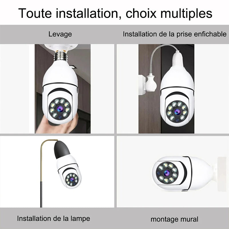 5G WiFi E27 Security Camera Bulb – 2MP Night Vision with Motion Tracking